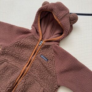 Columbia Brown Teddy Sherpa Hooded Jacket with Contrast Trim